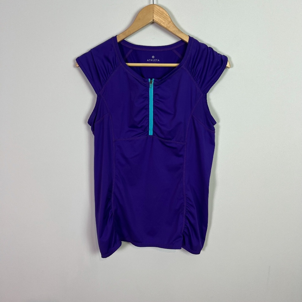 Athleta Purple Zip Up Activewear Shirt Top Women Size Medium Workout Running